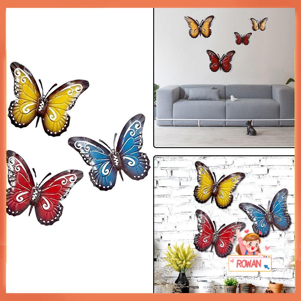 R-flower 3Pcs/Set Hiasan Dinding Kupu-Kupu Ornamen Logam Dinding Dipasang Wall Art