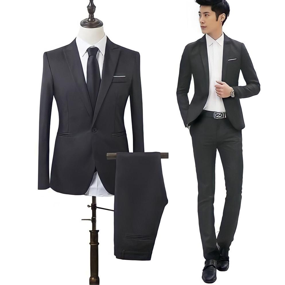 SILAS 2In1 Setelan Jas Blazer Pria Dan Celana Formal Pria Hitam Premium / JAS PRIA / JAS FORMAL PRIA