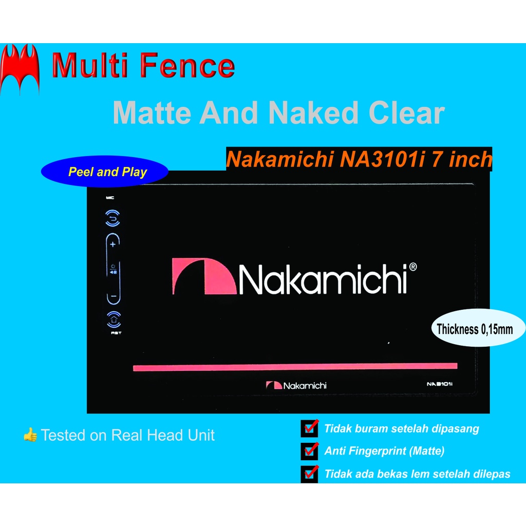 Screen Guard Head Unit Nakamichi NA-3101i 7 inch
