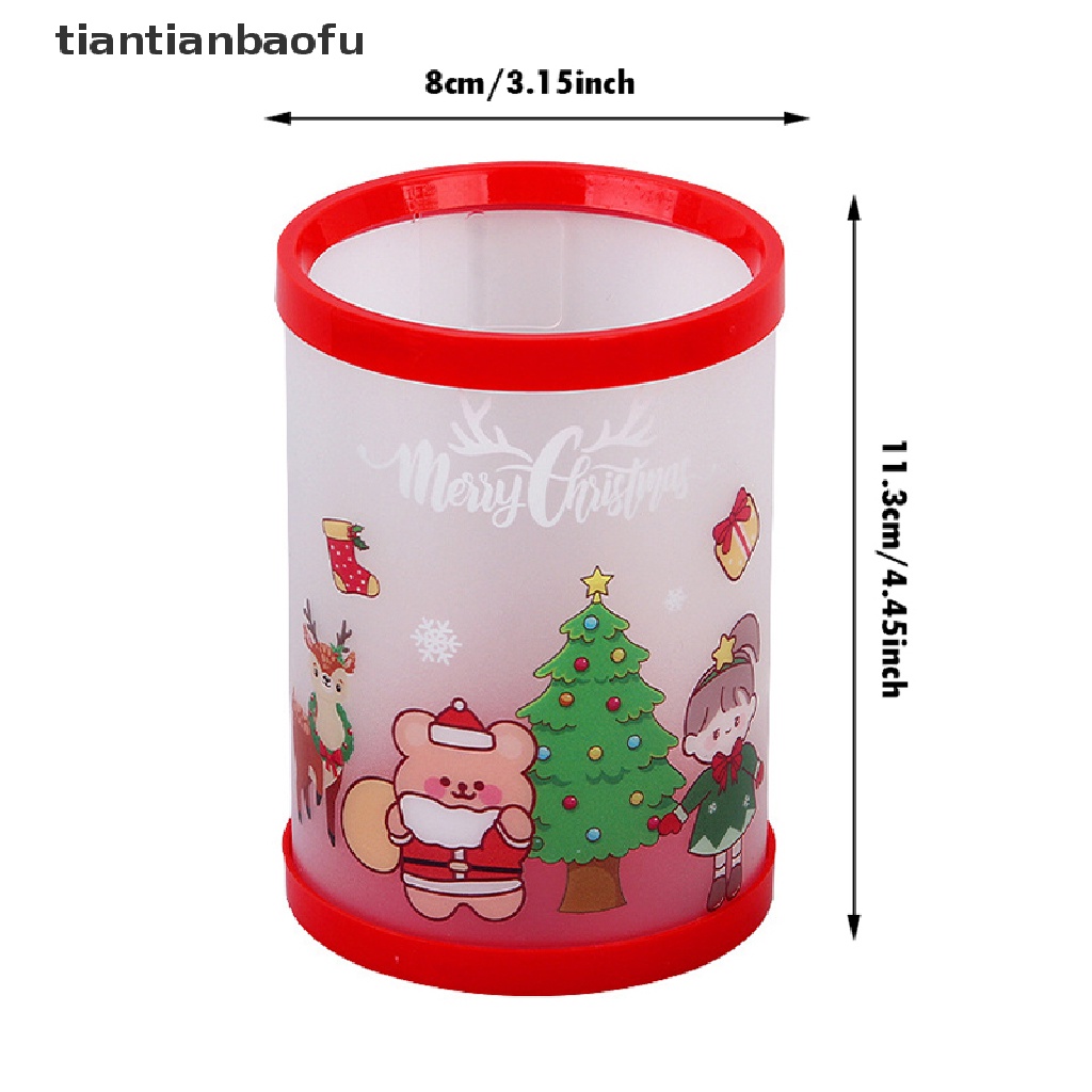 [tiantianbaofu] Kartun Natal DIY Lipat Pen Holder Kreatif Lucu Desktop Pensil Organizer Holder Portable Alat Tulis Kantor Sekolah Supply Butik