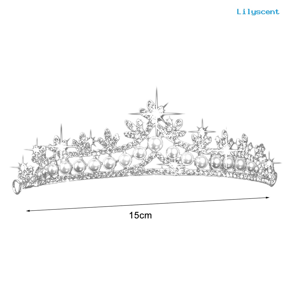 [LS]Wanita Tiara Bersinar Indah Kerajinan Alloy Mutiara Imitasi Daun Berlian Imitasi Mahkota Aksesoris Rambut