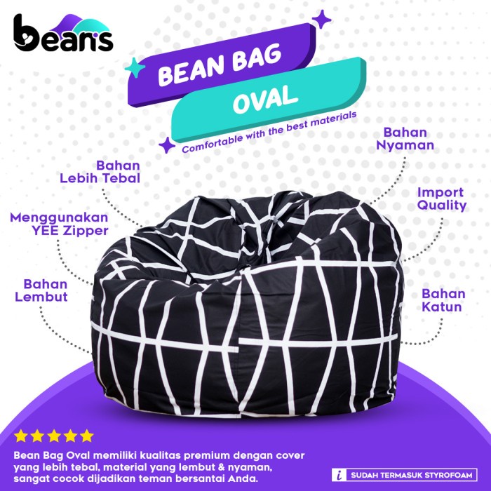 Beanbag Bean Bag Oval Motif - Termasuk Isi - Bean Bag Motif - Beanbag - 03