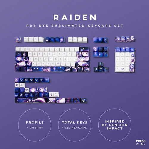 Press Play Genshin Impact Raiden Shogun Keycaps for Keyboard