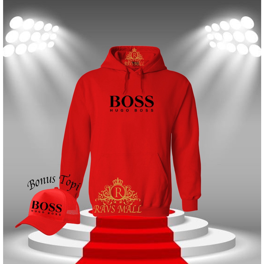 Plus Topi Sweater Hoodie Distro Hgbos Quality Hitam Premium Bahan Tebal Pria Wanita Kekinian Viral K