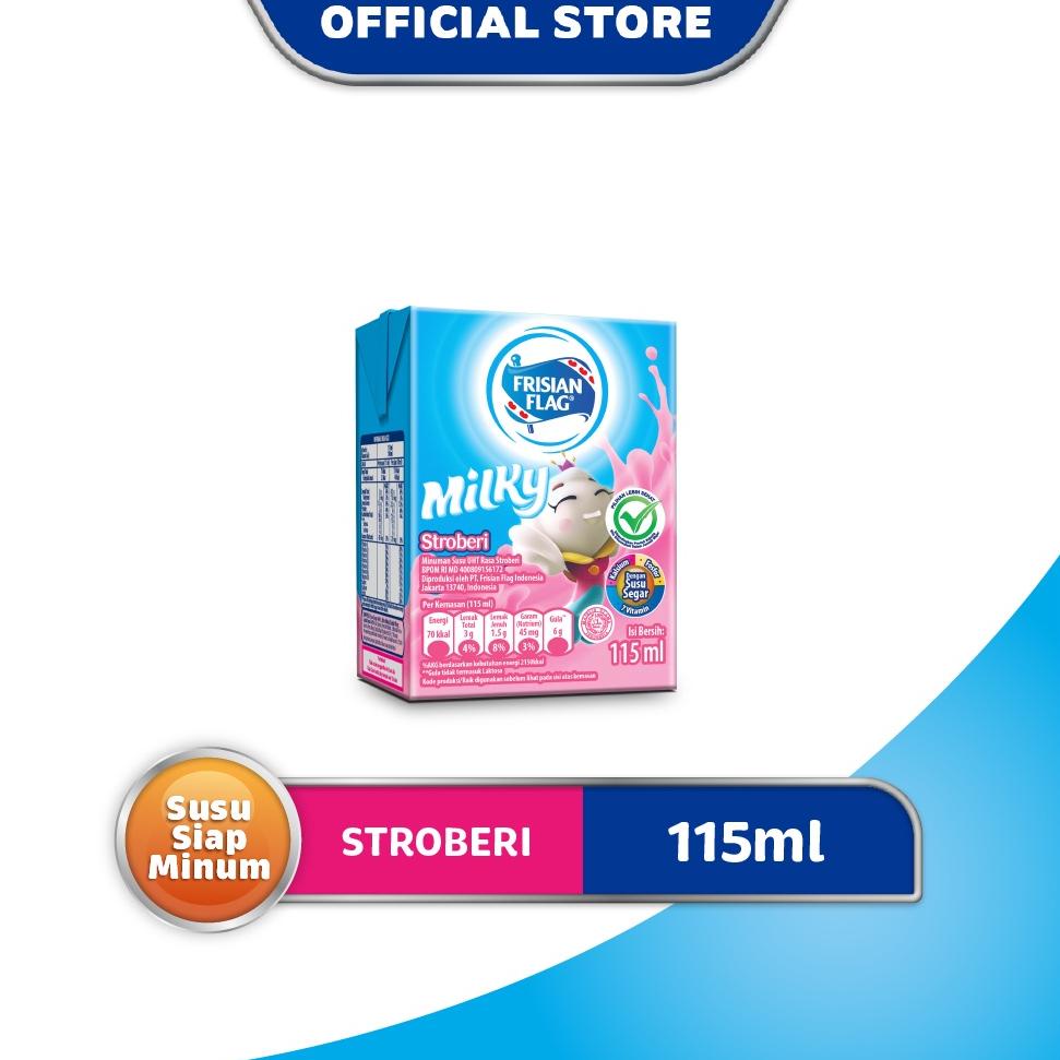 

[KODE PRODUK MJ9LF5143] Frisian Flag Milky Susu UHT Stroberi 4 x 115 mL