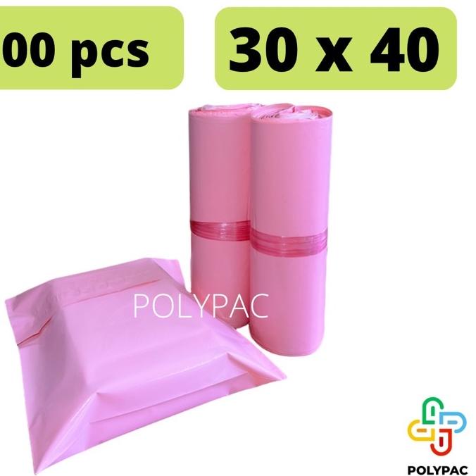 

BEST SELLER Polymailer PINK [30x40] isi 100 pcs - Polymailer Lem Warna Baby Pink UTS^