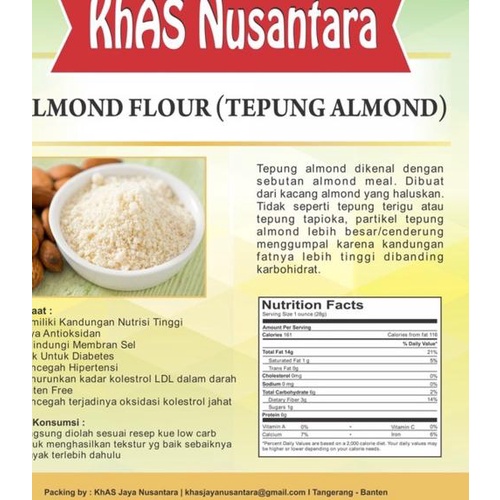 

[PRODUK JGKOB] Tepung Keto Almond khas jaya nusantara Almond Flour Premium Quality 450 gram WKD