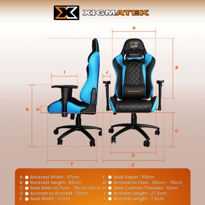 GAMING CHAIR / KURSI GAMING XIGMATEK HAIRPIN BLUE