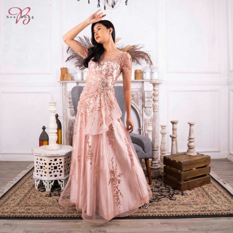 Gaun Pesta K1069 Rose Gold