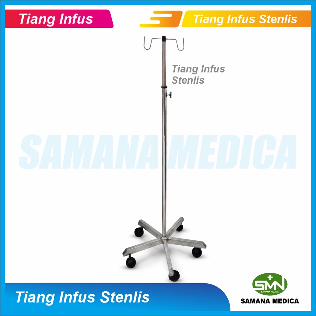 Tiang Infus Stainless LUNA LIFE Kualitas Premium Murah Tiang Infus - Bahan Stanless kaki 5 Kuat - Peralatan Rumah Sakit