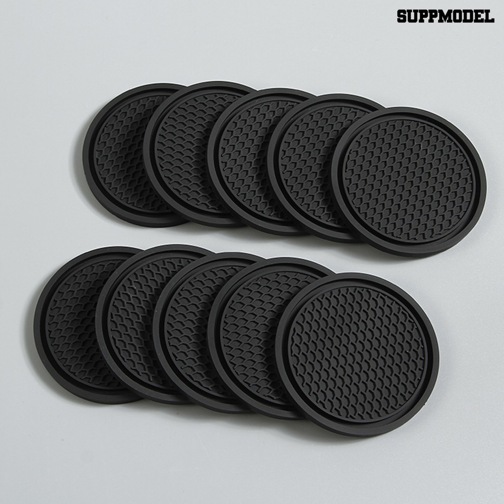 [Dekorasi] 2pcs Coaster Cangkir Mobil Nyaman Tekstur Sarang Lebah Lem Lembut Portable Anti-slip Cup Holder Mat Untuk Harian