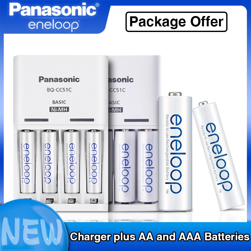 Panasonic eneloop Pengisi Daya Baterai AA/AAA + Baterai Isi Ulang 1.2V AA/AAA NiMH untuk Kamera