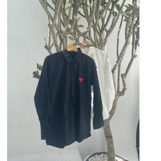 Langsung Kirim Kemeja CDG PLAY Putih dan Hitam Cowok SHIRT FOR MEN (READYSTOCK)