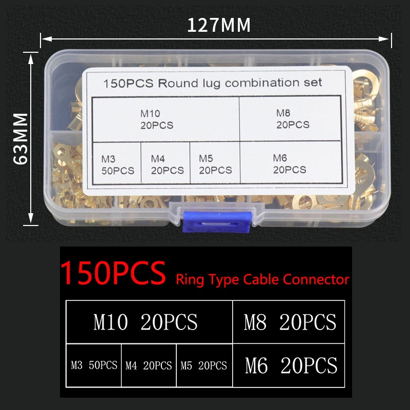 【150 PCS】Terminal Bulat Kabel/Skun Konektor Gepeng/Terminal Skun Bulat/Skun Bulat Aki