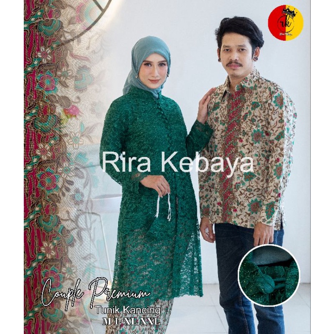 Realpict Set Kebaya Tunik Couple  Kemeja Batik Pria Lengan Panjang Stelan Kebaya Couple