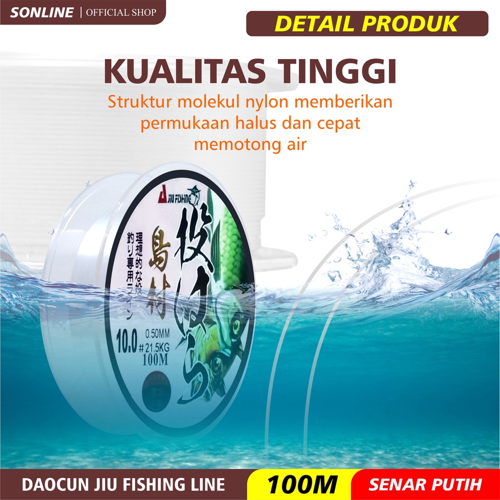 SONLINE  Tali Pancing Daocun Jiu Fishing Senar Pancing 100m Bahan Nilon Daya Tahan Super Kuat