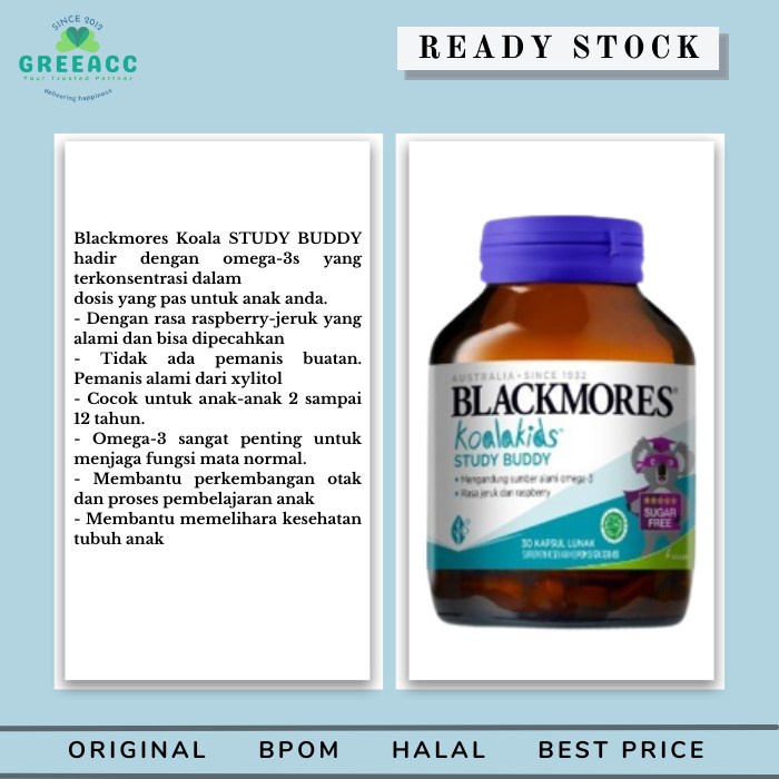 Blackmores Koala Kids Study Buddy Omega 3 Fish Oil Minyak Ikan Anak 30