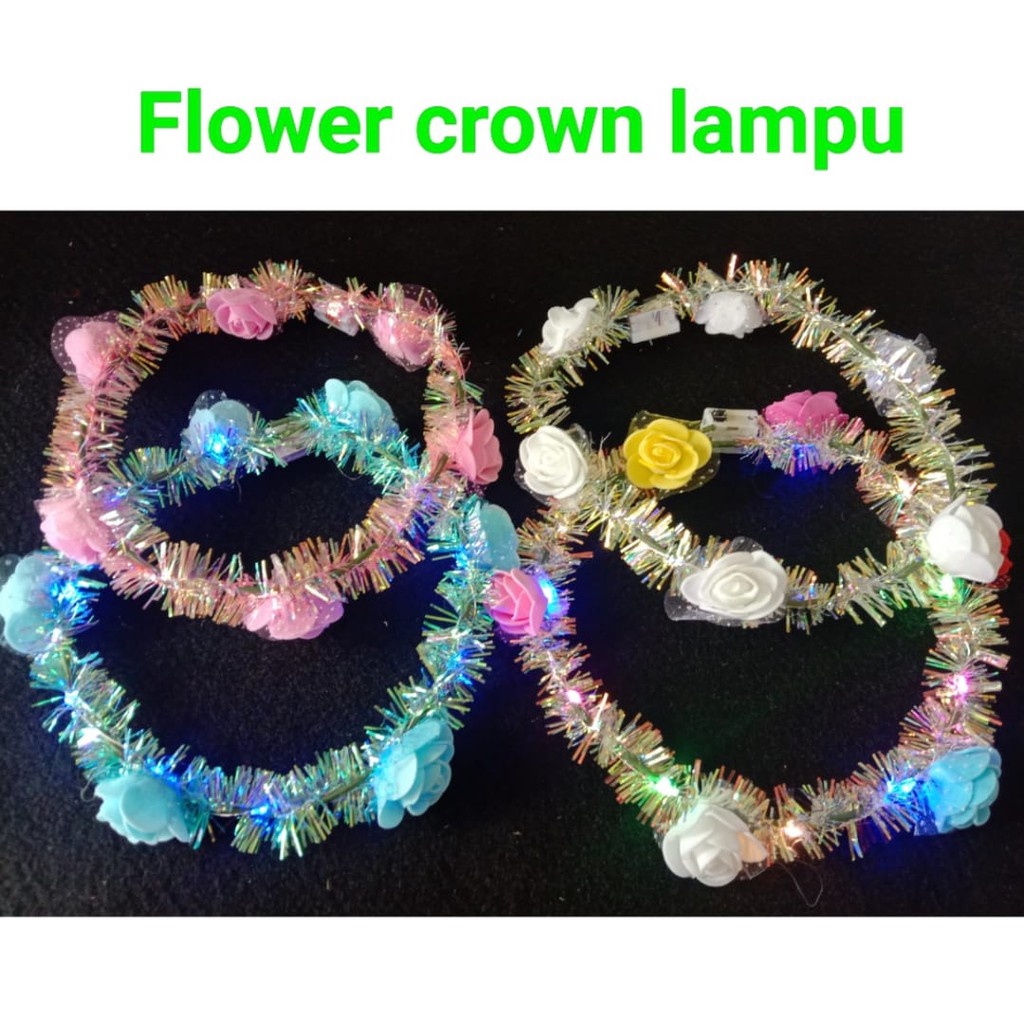 Flower CROWN LAMPU -Bando Bunga Warna-Warni -Bandana Bendo Ulang tahun Tokopelanginicer