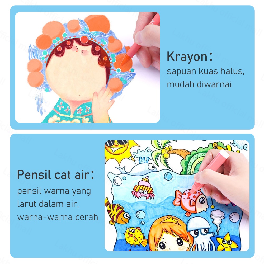 Lakhu 68pcs Crayon set Anak pensil warna set/Pensil Krayon Warna Alat Menggambar Mewarnai