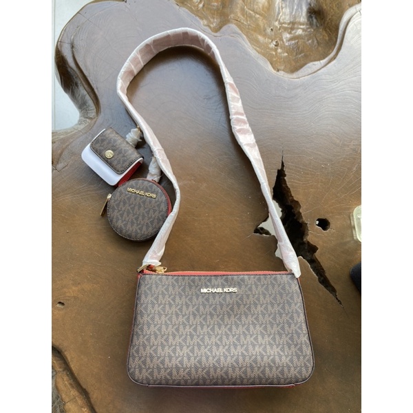 Tas Michael Kors Jet Set Travel Small Crossbody With Pouches Tech Attch Flame AUTHENTIC