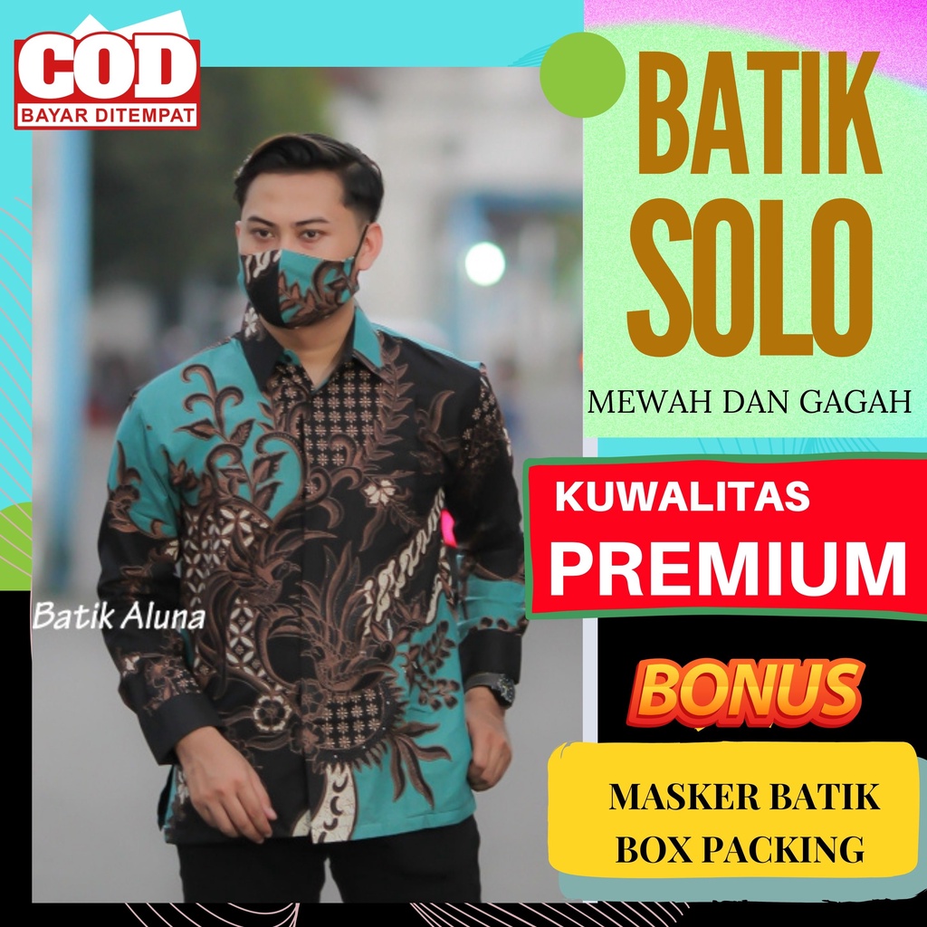 Kemeja Baju Batik Aluna Pakaian Pria Lengan Panjang Katun Premium Furing Reguler Fit Atasan Cowok Mo