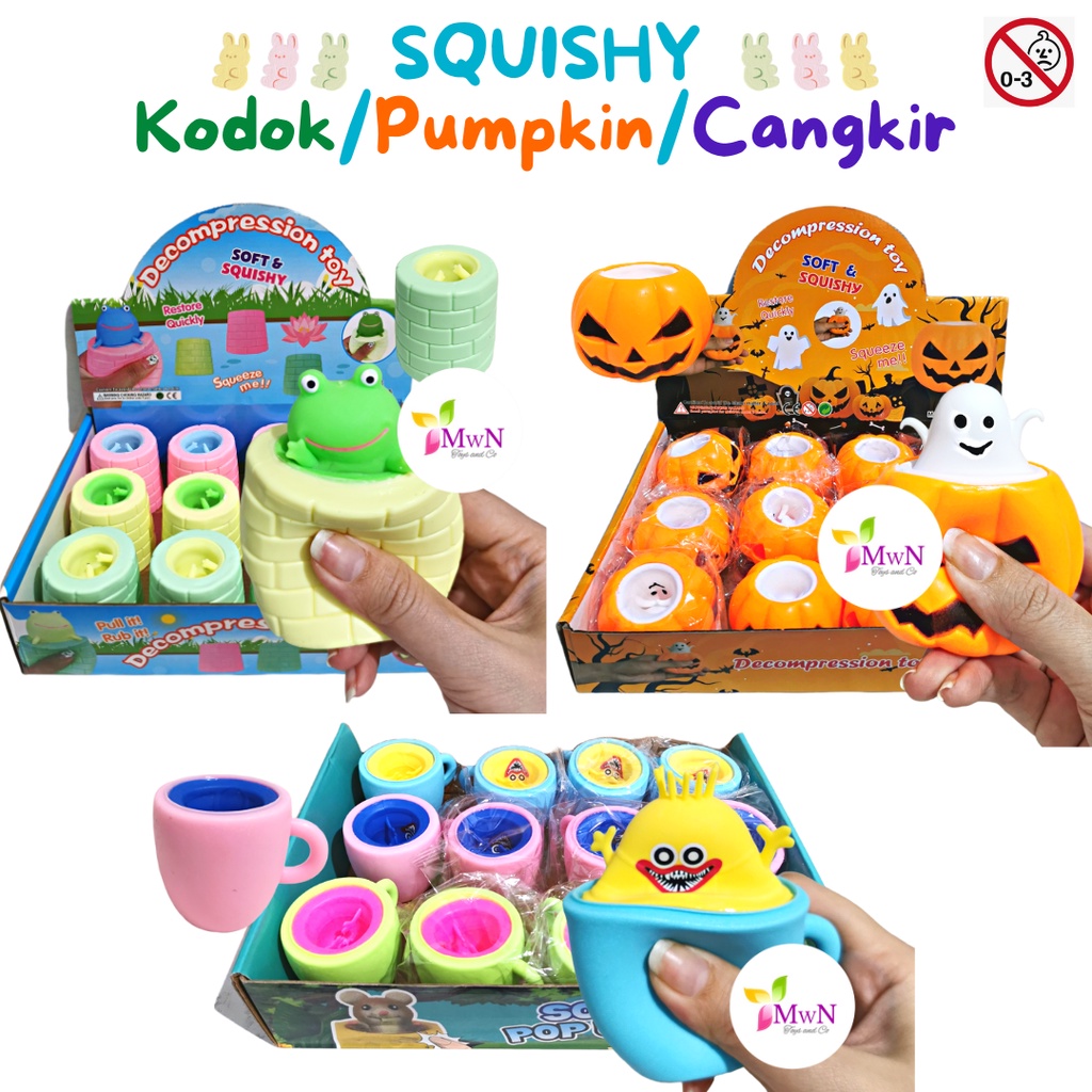 mwn Mainan Squishy Kodok/Labu/Cangkir Hantu Anti stress