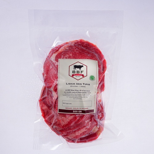 

Lidah Iris Tipis (Gyutan - 1.5 mm) 500 gr