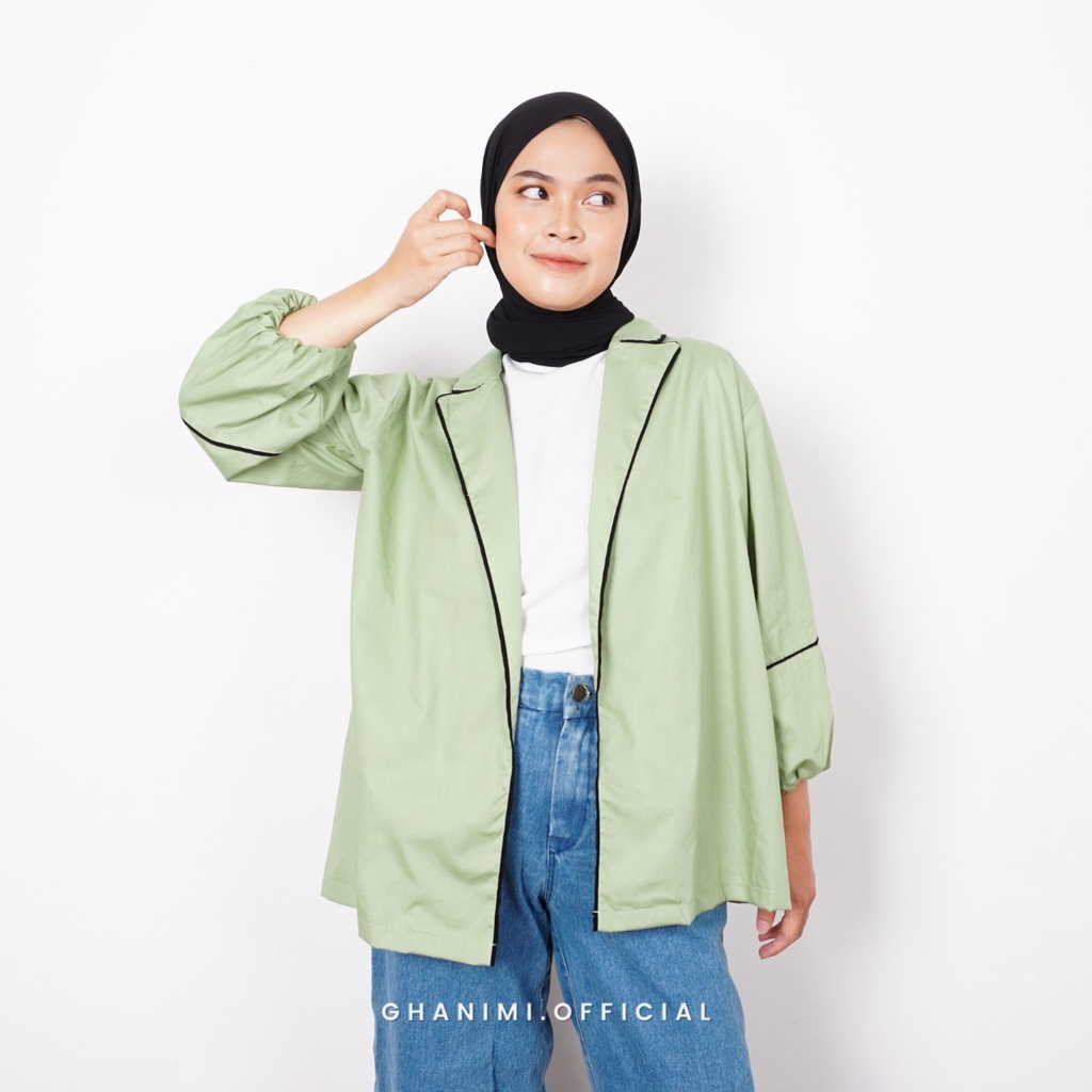 Ghanimi - Vlora Blazer / Jas Wanita Katun Polos / Blazer Kerja / Jas Kerja / Blazer Polos / Blazer Casual Formal / Blazer Timeless / Blazer unik / Blazer Simple / Blazer Tali