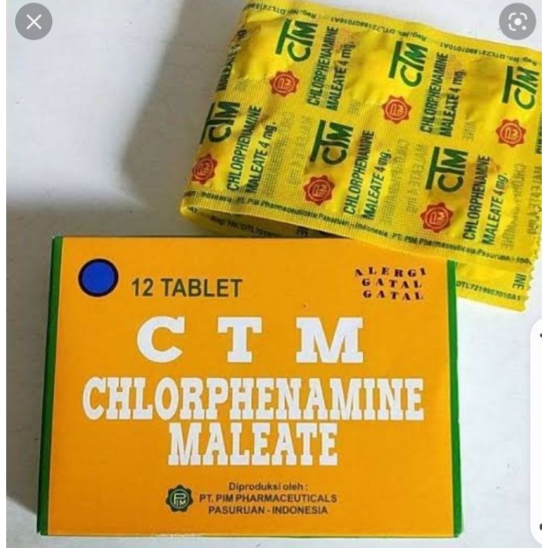 1 kotak 12 tablet Original CTM Obat Alergi / Gatal / Susah tidur Lelap