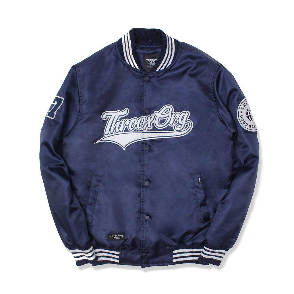 Throoxoriginal Varsity Bomber Biru Imperialhall Navy || Jacket Throox