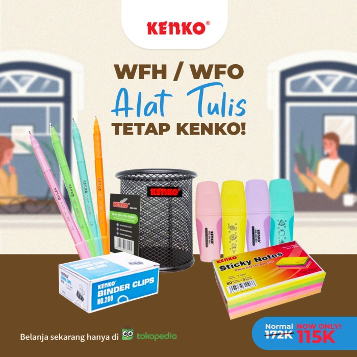 

PAKET BUNDLE HEMAT ALAT TULIS KANTOR PULPEN PEN TINTA KENKO STATIONERY