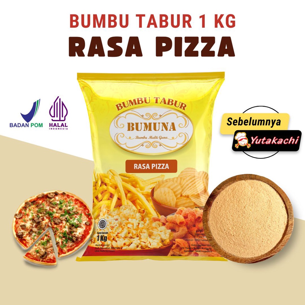 Bumbu Tabur Rasa Pizza  1 Kg HALAL/ Bumbu Tabur BUMUNA / Bumbu Kripik/Kentang/Serbuk Penyedap Aneka Rasa Yutakachi (Balado,BBQ,Keju,Jagung Bakar,Sapi Panggang, Dsb)