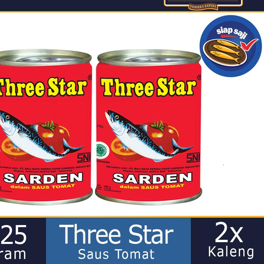 

BAYAR DITEMPAT✔️Paket 2 pcs Three Star Sarden mini saus tomat Makanan Kaleng 425 g|SQ6
