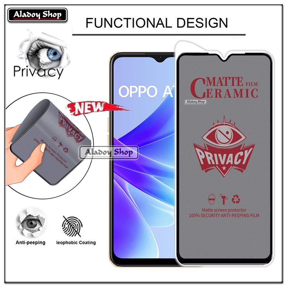 Tempered Glass Anti SPY Oppo A77 4G/A77S Anti Gores Privacy + Tempered Glass kamera dan Skin Carbon