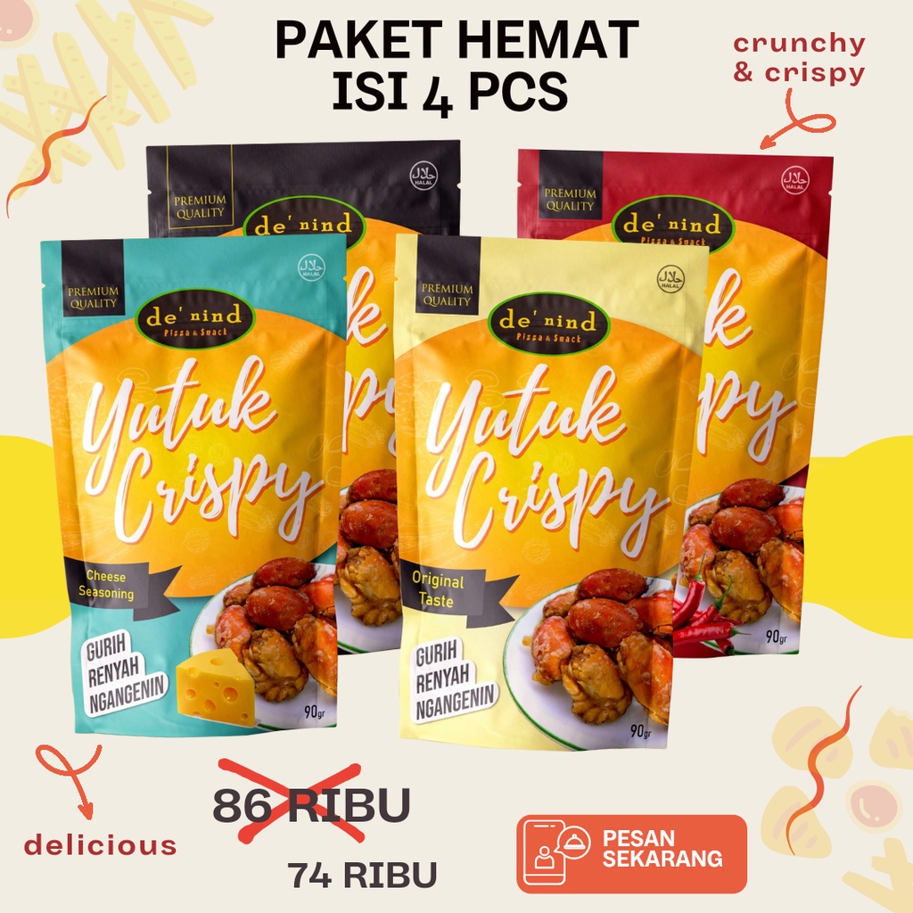 

Cemilan seafood yutuk crispy gurih renyah paket snack hemat isi 4 varian rasa