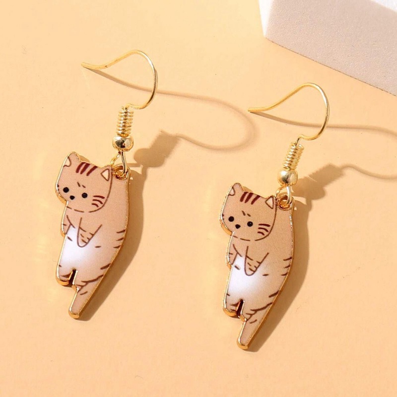 Fancyqube Trendi Lucu Kitten Ear Hook Kartun Gadis Bunga Kucing Anting Tekstur Manis Dan Segar Anting-Anting