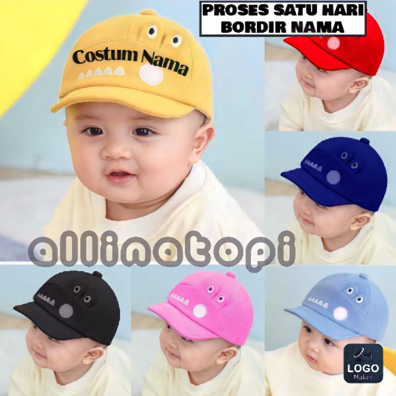 Topi Bayi Karakter Crocodile Gratis Bordir Nama Topi Bayi Costum Nama