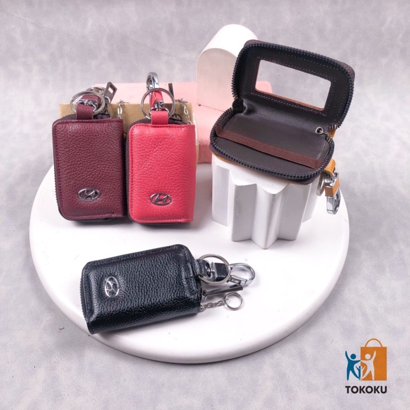 Gantungan kunci mobil motor HYUNDAI kotak Dompet STNK Kulit Asli Gantungan Kunci Keyless