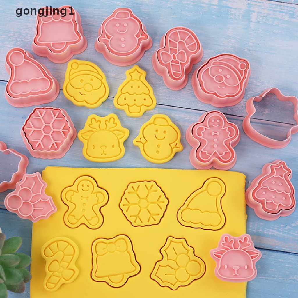 Ggg 10Pcs Pemotong Kue Kering Natal Kartun Santa Snowman Pohon Elk Biskuit Cetakan ID