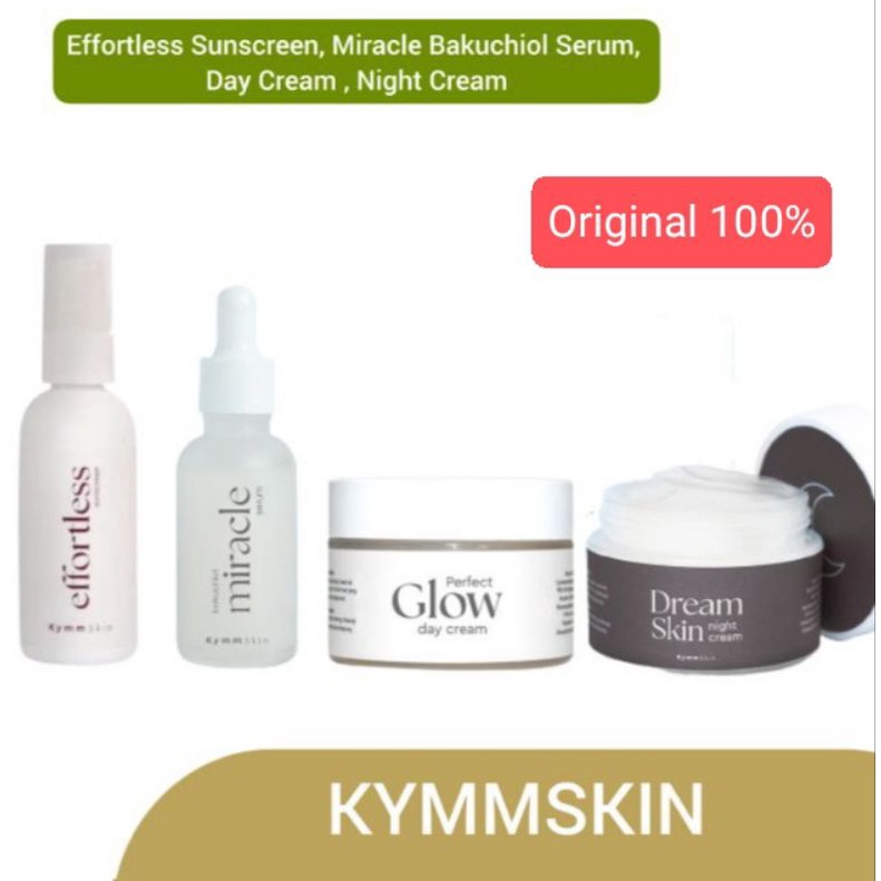 [READY] KYMMSKIN EFFORTLESS SUNSCREEN SPF 50 BAKUCHIOL MIRACLE SERUM PERFECT GLOW DAY CREAM DREAM SKIN NIGHT CREAM SILKY GLOW FACE WASH FACE KIST DAYCREAM TONE UP SUNSCREEN PENCERAH SUN SCREEN KYMM SKIN