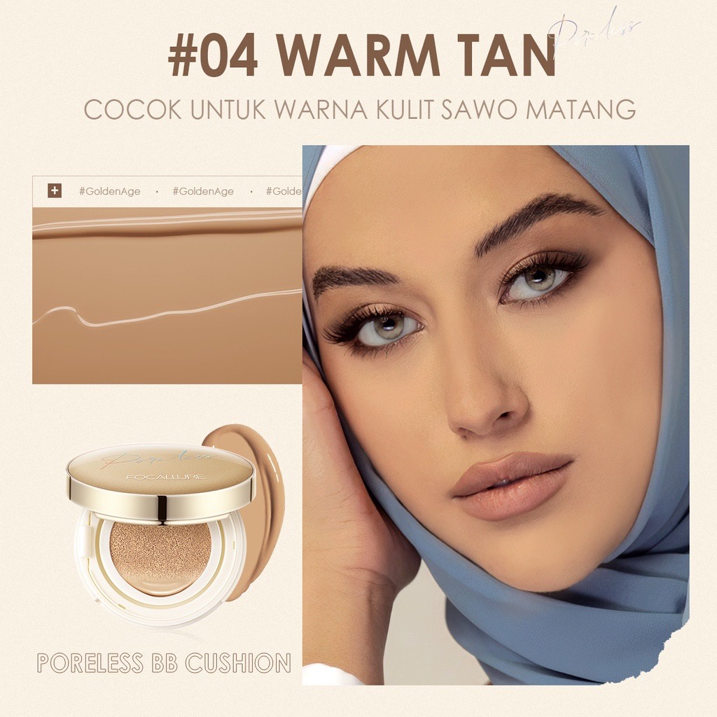 FOCALLURE Poreless BB Cushio Foundation Full Coverage Waterproof Foundation #GoldenAge FA198