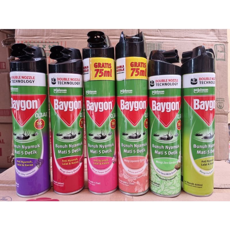 Baygon Aerosol Zen Garden 600ml/ Flower Garden 600ml +75ml