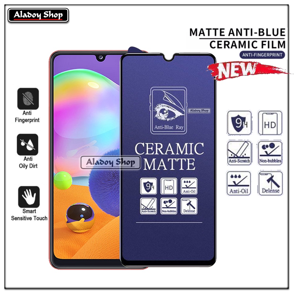 PAKET 3IN1 Anti Gores Blue Matte Anti Glare Samsung A31 + Tempered Glass Camera dan Skin Carbon