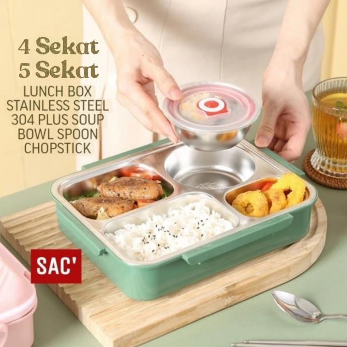 Lunch Box Kotak Bekal Tempat Makan Stainless Dewasa Anak Kotak Makan