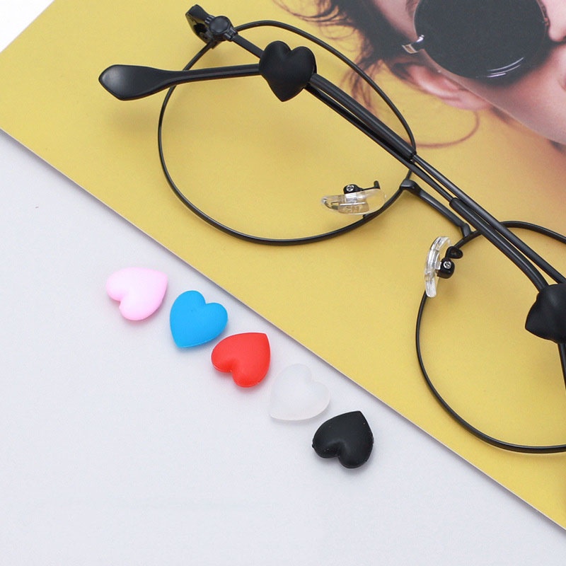 5pasang/set Untuk Penahan Kacamata Cinta Bentuk Hati Ear Grip Hooks Eyeglasses Holder Tali Kacamata Mini Silikon Anti-Slip Cover Holder Frame Kacamata Kaki Aksesoris