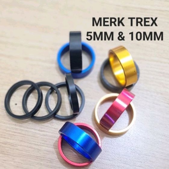 Ring Spacer Spicer Headset Stem Sepeda Ukuran 5mm 10mm 5 mm 10 mm 1cm 0.5cm alloy Aluminium Warna Biru Gold Merah Hitam