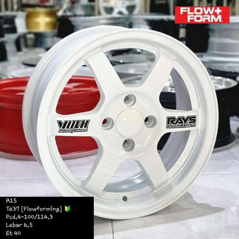 velg mobil rays te37 ring 15 lebar 6,5 et 40 warna putih untuk brio agya ayla calya aigra jazz yaris