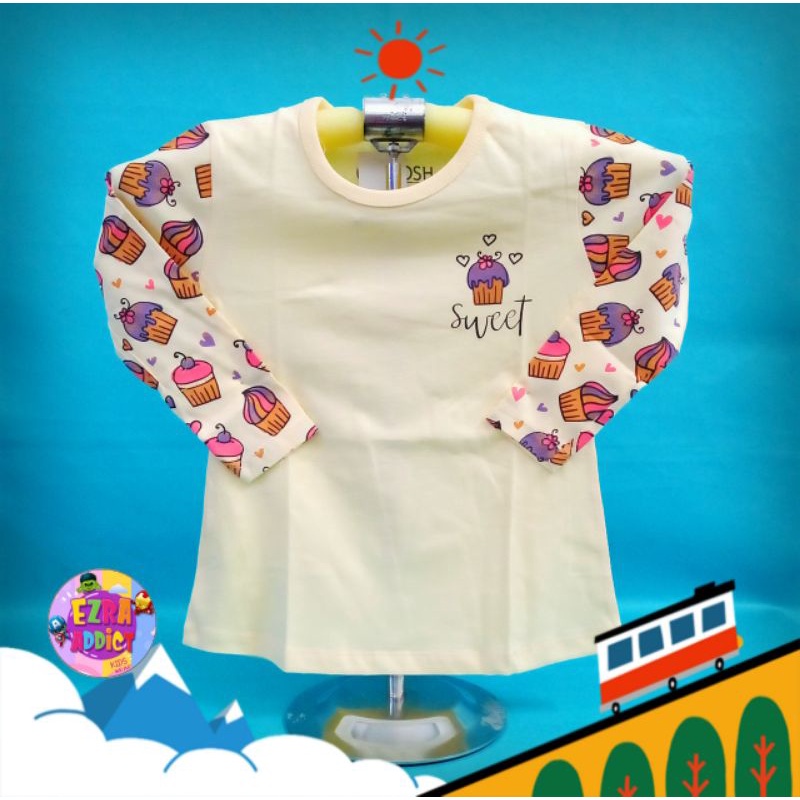 TERMURAH - Umur 4 5 6 7 8 9 10 11 12 13 tahun - Oshkosh Longsleves Tshirt Girls - Pancake Gading - B