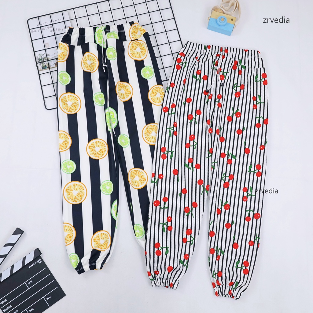 Jogger Motif Uk 10-12 Tahun / Celana Panjang Anak Laki Perempuan Import Grosir Murah Joger Pants