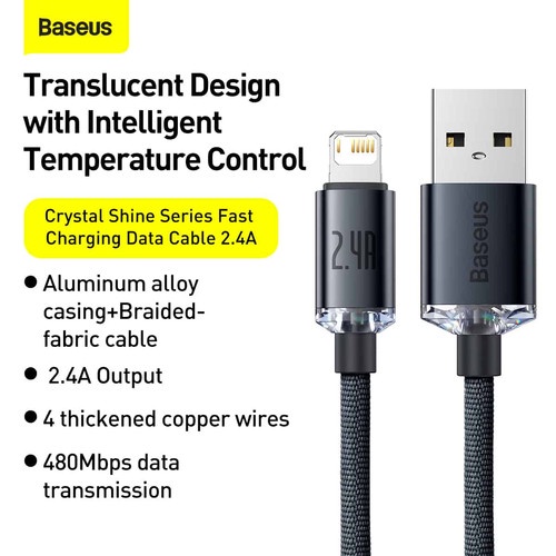 BASEUS Crystal Shine Series Fast Charging Data USB to iP 2.4A - CAJY000